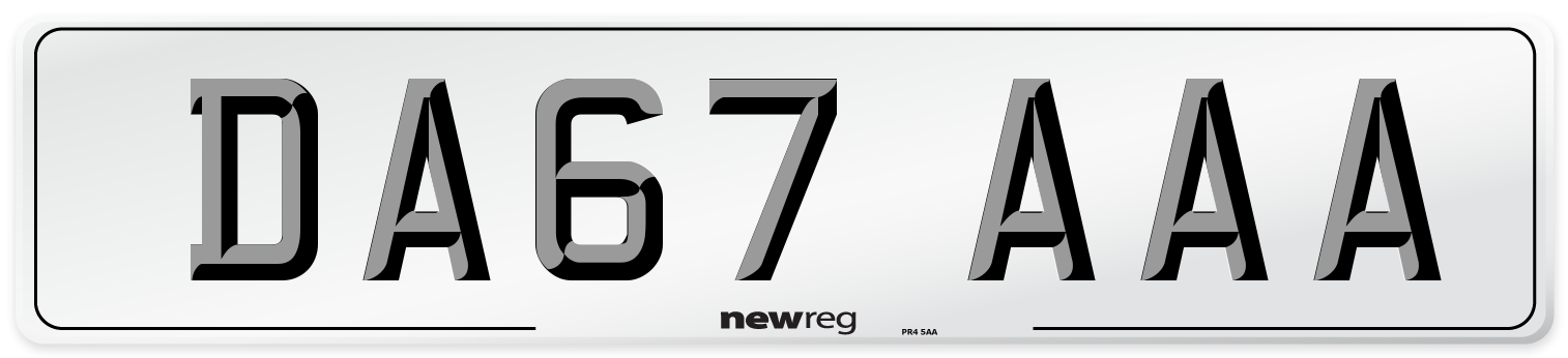 DA67 AAA Number Plate from New Reg